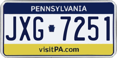 PA license plate JXG7251