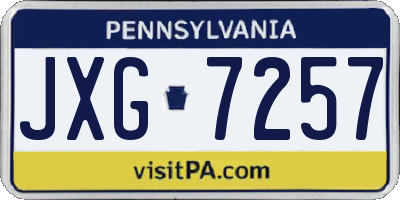 PA license plate JXG7257