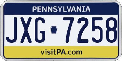 PA license plate JXG7258