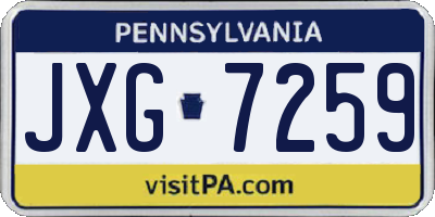 PA license plate JXG7259