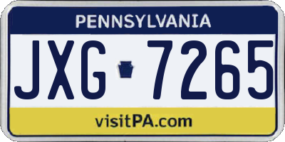 PA license plate JXG7265