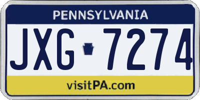 PA license plate JXG7274