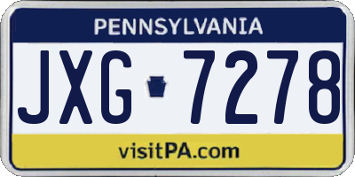 PA license plate JXG7278