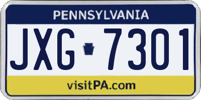 PA license plate JXG7301