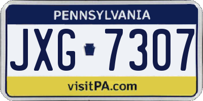 PA license plate JXG7307