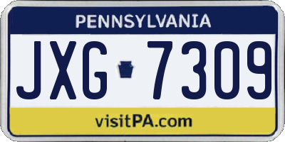 PA license plate JXG7309
