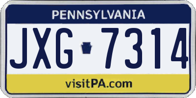 PA license plate JXG7314