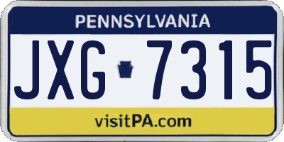 PA license plate JXG7315