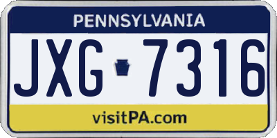PA license plate JXG7316