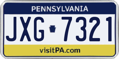 PA license plate JXG7321