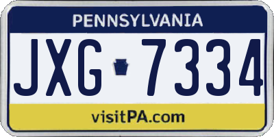 PA license plate JXG7334