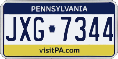 PA license plate JXG7344