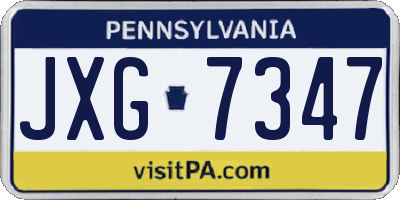 PA license plate JXG7347