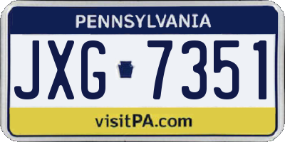 PA license plate JXG7351
