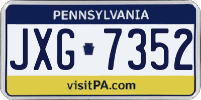 PA license plate JXG7352