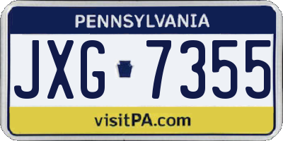 PA license plate JXG7355