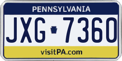 PA license plate JXG7360