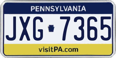 PA license plate JXG7365