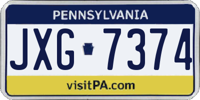 PA license plate JXG7374
