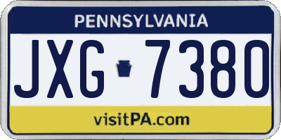 PA license plate JXG7380