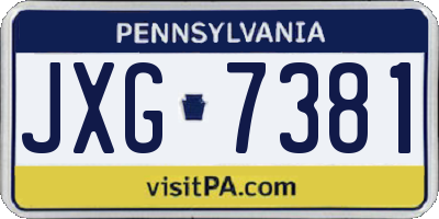 PA license plate JXG7381