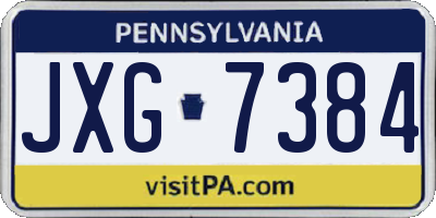 PA license plate JXG7384
