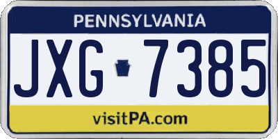 PA license plate JXG7385