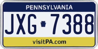 PA license plate JXG7388
