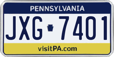 PA license plate JXG7401