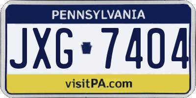 PA license plate JXG7404
