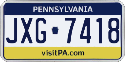 PA license plate JXG7418