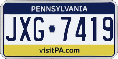 PA license plate JXG7419