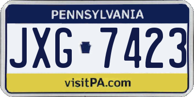 PA license plate JXG7423