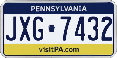 PA license plate JXG7432