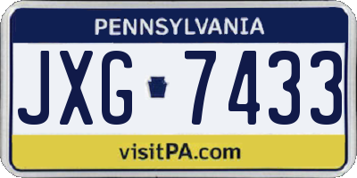 PA license plate JXG7433