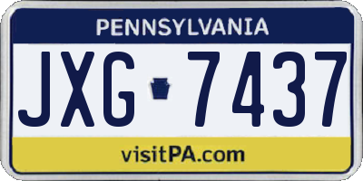 PA license plate JXG7437