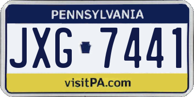 PA license plate JXG7441