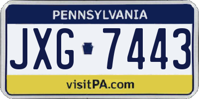 PA license plate JXG7443