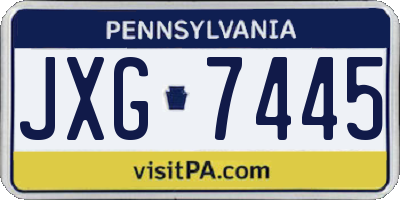 PA license plate JXG7445