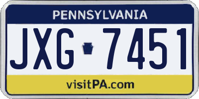 PA license plate JXG7451