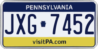 PA license plate JXG7452