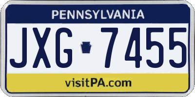 PA license plate JXG7455