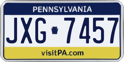 PA license plate JXG7457