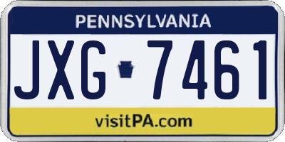 PA license plate JXG7461