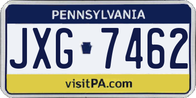 PA license plate JXG7462