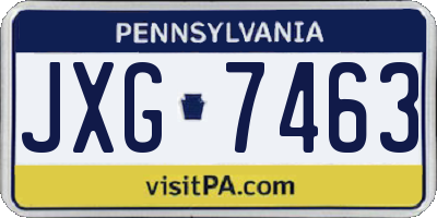 PA license plate JXG7463