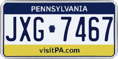 PA license plate JXG7467