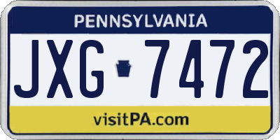 PA license plate JXG7472