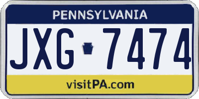 PA license plate JXG7474