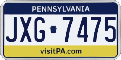 PA license plate JXG7475